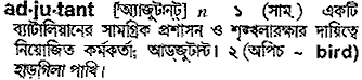 Adjutant meaning in bengali