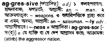 Aggressive meaning in bengali