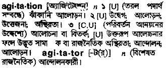 Agitation meaning in bengali