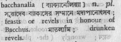 bacchanalia 
 meaning in bengali