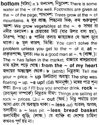 Bottom meaning in bengali