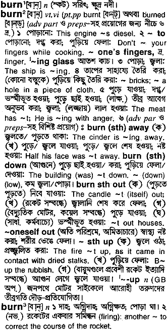 Burn meaning in bengali