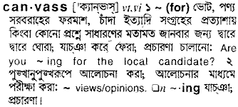 Canvass meaning in bengali