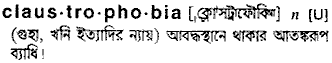 Claustrophobia meaning in bengali