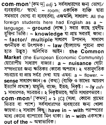 Common meaning in bengali