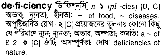 Deficiency meaning in bengali