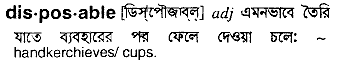 Disposable meaning in bengali