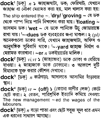 Dock meaning in bengali