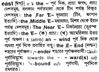 East meaning in bengali