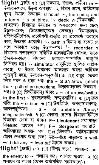 Flight meaning in bengali