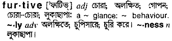 Furtive meaning in bengali