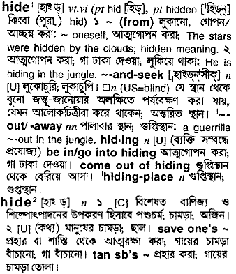 Hide meaning in bengali