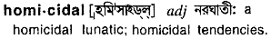 Homicidal meaning in bengali