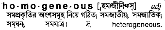 Homogeneous meaning in bengali