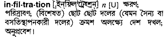 Infiltration meaning in bengali