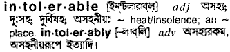 Intolerable meaning in bengali