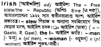 Irish meaning in bengali