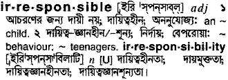 Irresponsible meaning in bengali