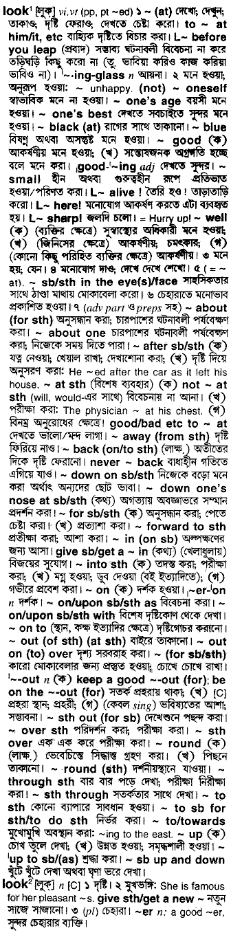 Look meaning in bengali