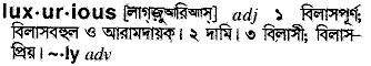 Luxurious meaning in bengali