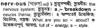 Nervous meaning in bengali