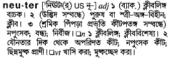 Neuter meaning in bengali