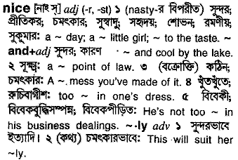 Nice meaning in bengali