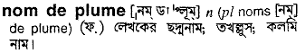 nom de plume 
 meaning in bengali