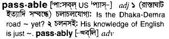 Passable meaning in bengali