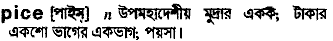 Pice meaning in bengali