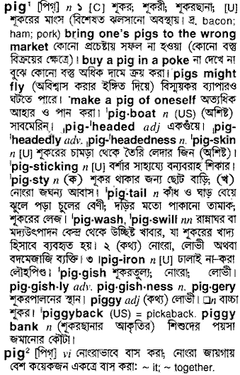 Pig meaning in bengali