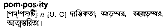 Pomposity meaning in bengali