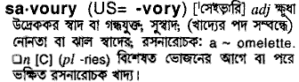 Savoury meaning in bengali