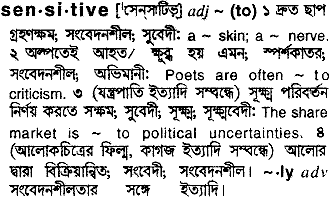 Sensitive meaning in bengali