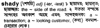 Shady meaning in bengali