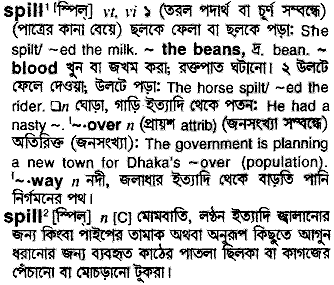 Spill meaning in bengali