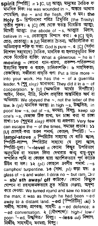 Spirit meaning in bengali