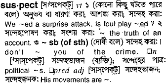 Suspect meaning in bengali