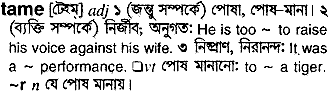 Tame meaning in bengali