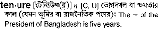 Tenure meaning in bengali