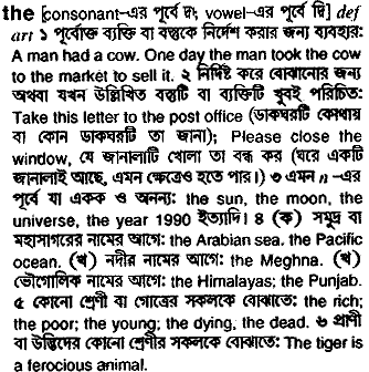 The meaning in bengali