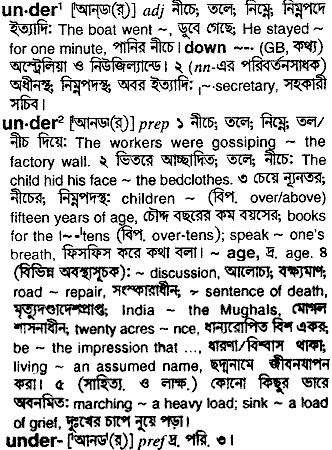 Under meaning in bengali