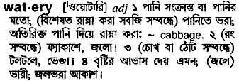 Watery meaning in bengali