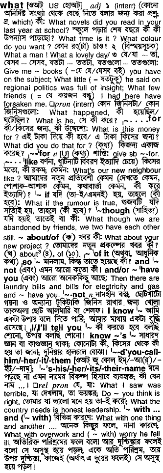 What meaning in bengali